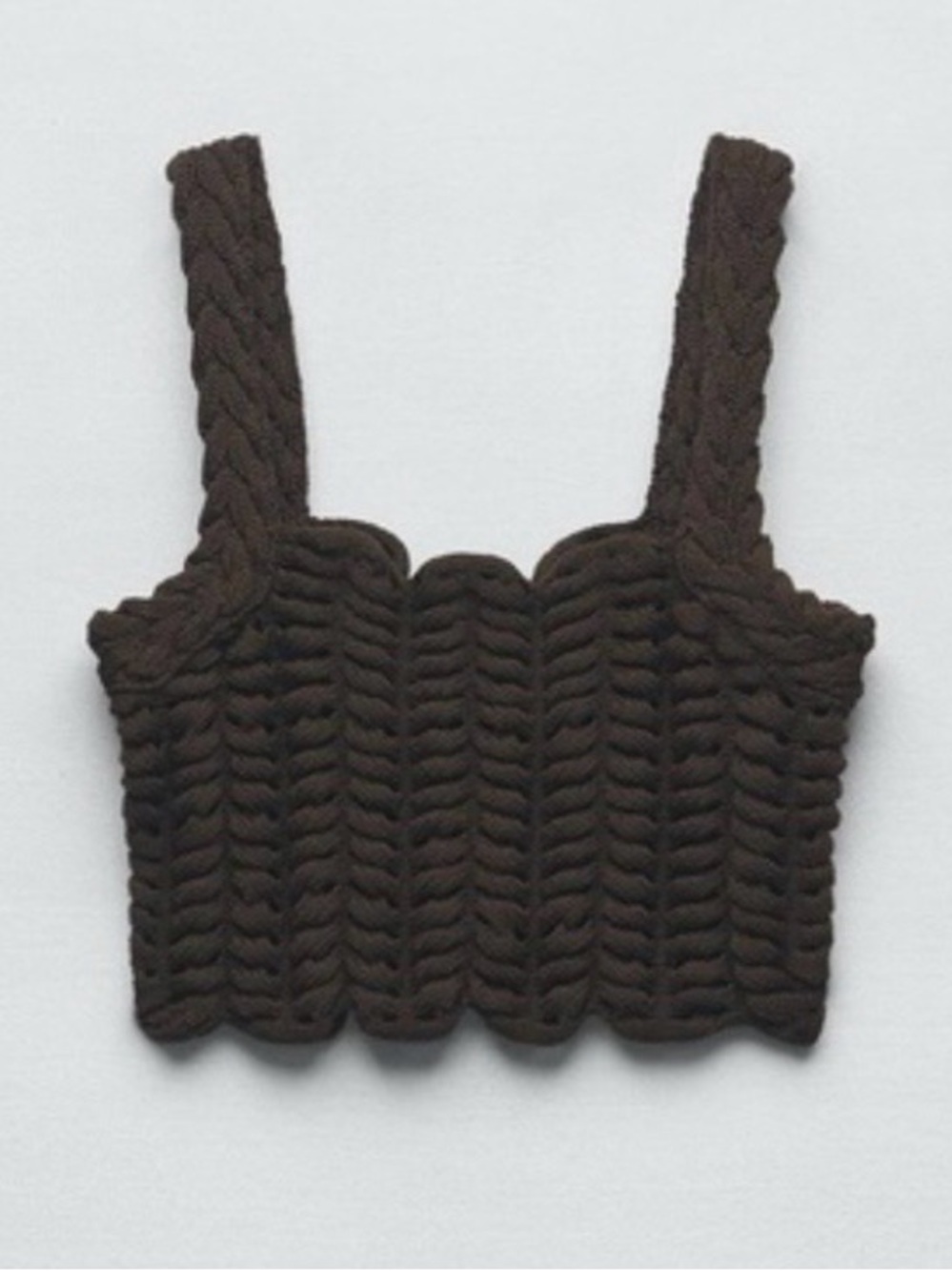 NWT ZARA Brown Cable Knit Cropped Tank Top